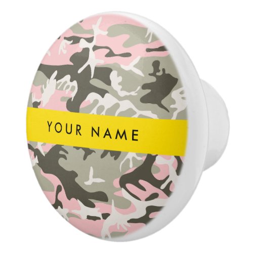 Pink and Green Camouflage Your name Personalize Ceramic Knob