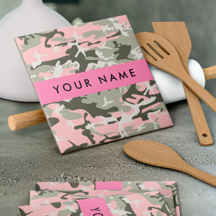 Pink and Green Camouflage Your name Personalize Ceramic Tile