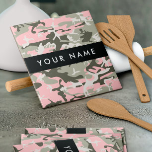 Pink and Green Camouflage Your name Personalize Ceramic Tile