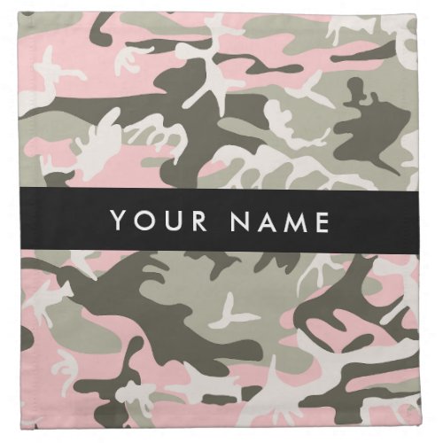 Pink and Green Camouflage Your name Personalize Cloth Napkin