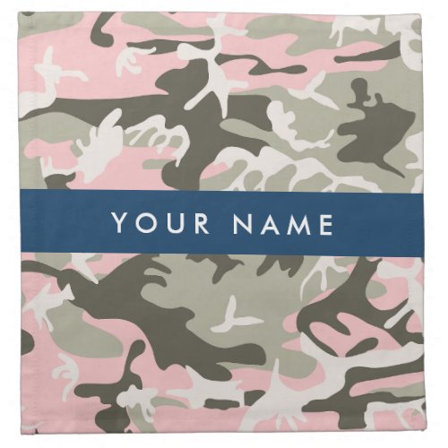 Pink and Green Camouflage Your name Personalize Cloth Napkin