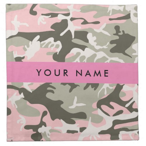 Pink and Green Camouflage Your name Personalize Cloth Napkin