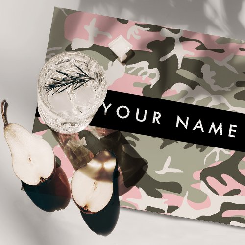 Pink and Green Camouflage Your name Personalize Cloth Placemat