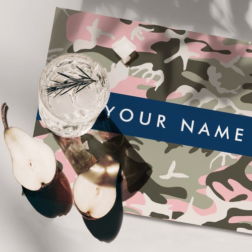 Pink and Green Camouflage Your name Personalize Cloth Placemat