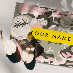 Pink and Green Camouflage Your name Personalize Cloth Placemat