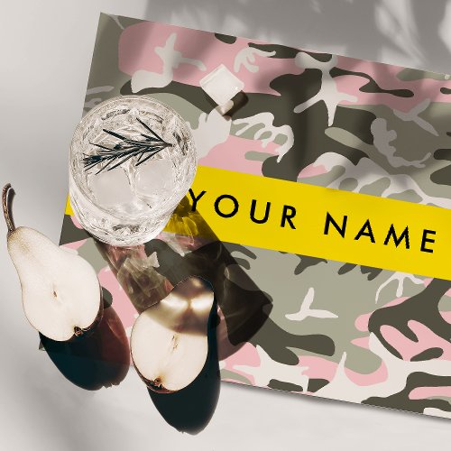 Pink and Green Camouflage Your name Personalize Cloth Placemat