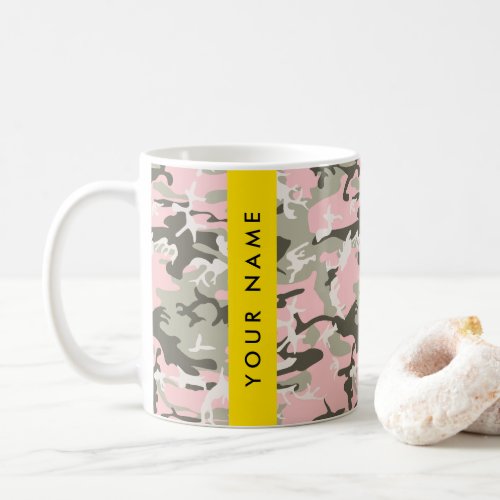 Pink and Green Camouflage Your name Personalize Coffee Mug