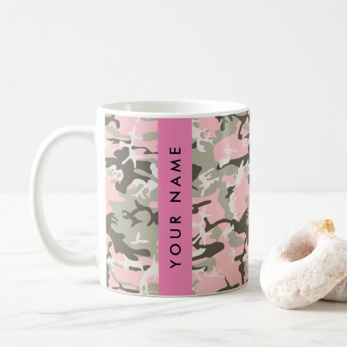 Pink and Green Camouflage Your name Personalize Coffee Mug