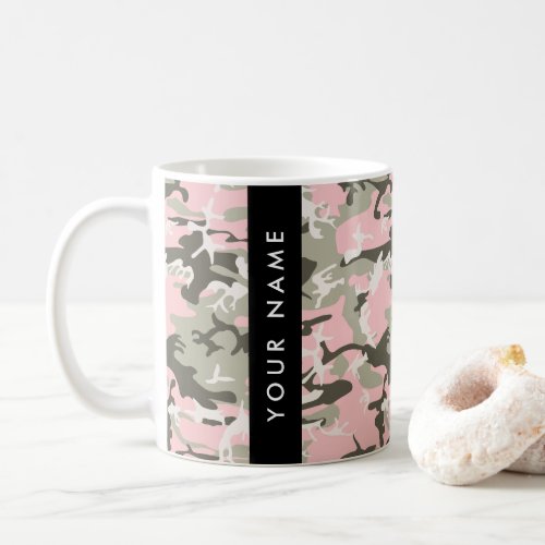 Pink and Green Camouflage Your name Personalize Coffee Mug