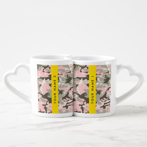 Pink and Green Camouflage Your name Personalize Coffee Mug Set