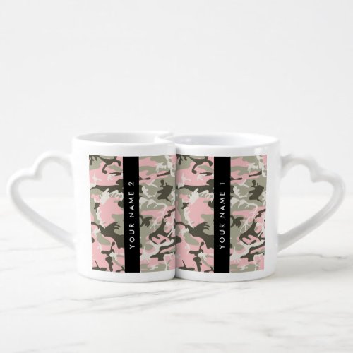 Pink and Green Camouflage Your name Personalize Coffee Mug Set