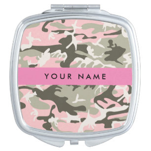 Pink and Green Camouflage Your name Personalize Compact Mirror