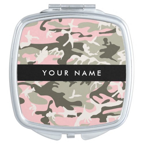 Pink and Green Camouflage Your name Personalize Compact Mirror