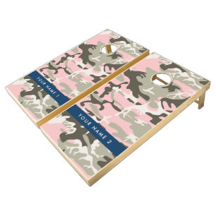 Pink and Green Camouflage Your name Personalize Cornhole Set