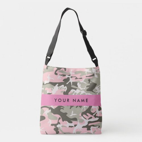 Pink and Green Camouflage Your name Personalize Crossbody Bag