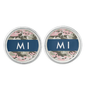 Pink and Green Camouflage Your name Personalize Cufflinks