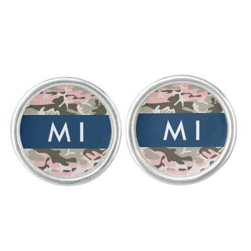 Pink and Green Camouflage Your name Personalize Cufflinks