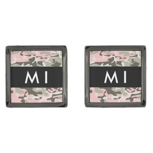 Pink and Green Camouflage Your name Personalize Cufflinks