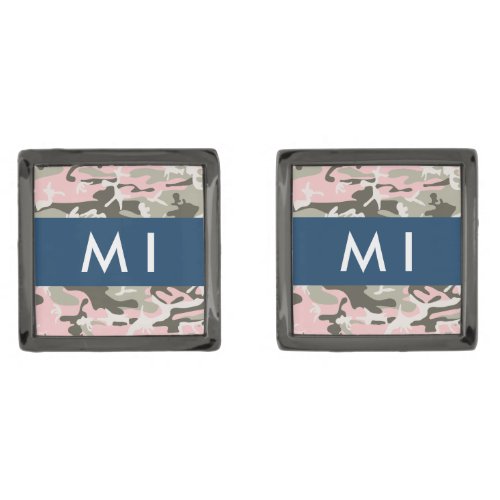 Pink and Green Camouflage Your name Personalize Cufflinks