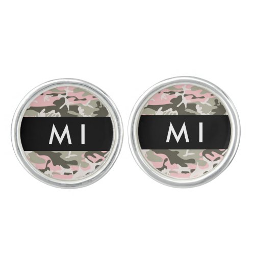 Pink and Green Camouflage Your name Personalize Cufflinks