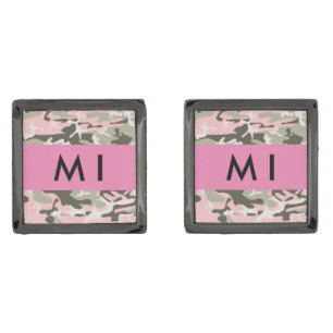 Pink and Green Camouflage Your name Personalize Cufflinks