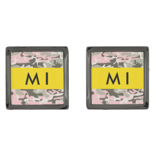 Pink and Green Camouflage Your name Personalize Cufflinks