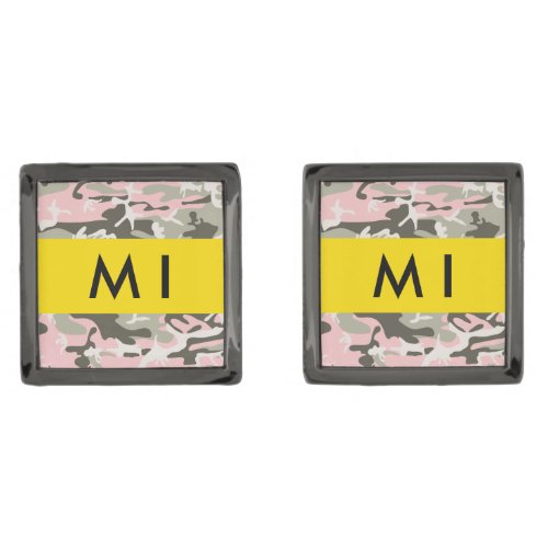 Pink and Green Camouflage Your name Personalize Cufflinks