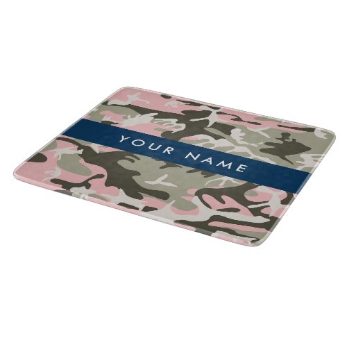 Pink and Green Camouflage Your name Personalize Cutting Board