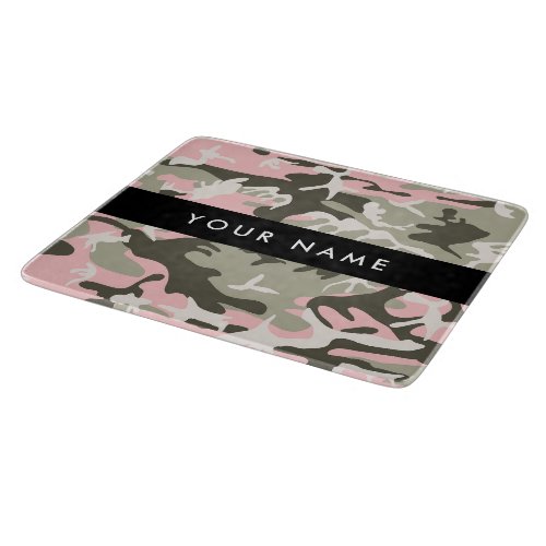 Pink and Green Camouflage Your name Personalize Cutting Board