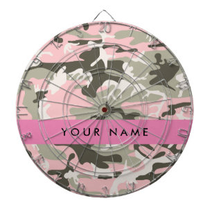Pink and Green Camouflage Your name Personalize Dart Board
