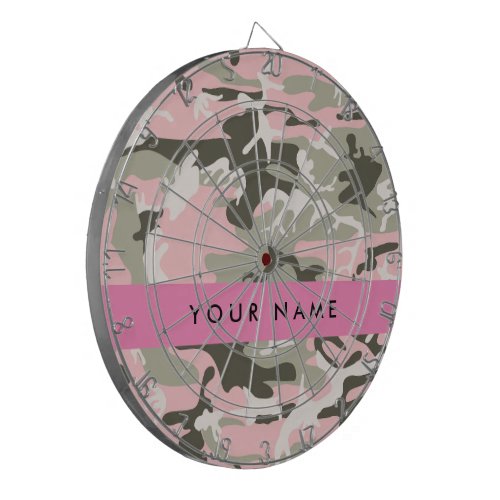 Pink and Green Camouflage Your name Personalize Dart Board
