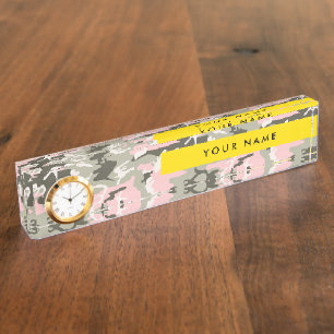 Pink and Green Camouflage Your name Personalize Desk Name Plate