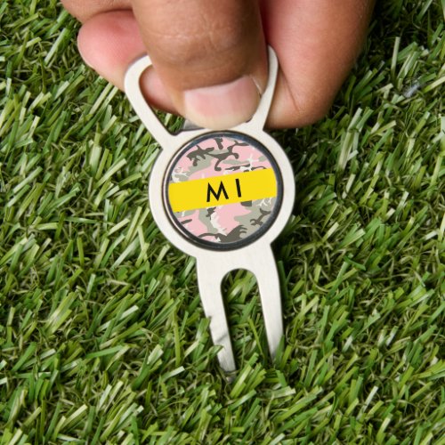 Pink and Green Camouflage Your name Personalize Divot Tool