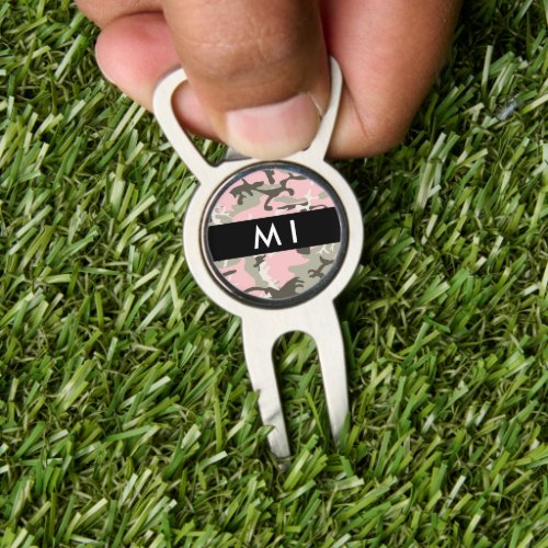 Pink and Green Camouflage Your name Personalize Divot Tool