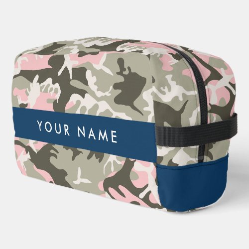 Pink and Green Camouflage Your name Personalize Dopp Kit