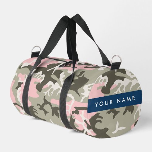 Pink and Green Camouflage Your name Personalize Duffle Bag