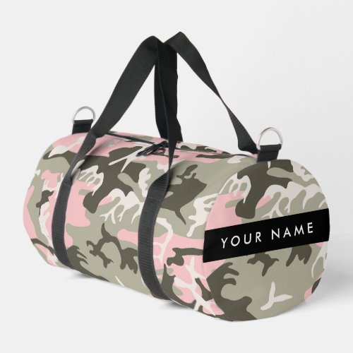 Pink and Green Camouflage Your name Personalize Duffle Bag