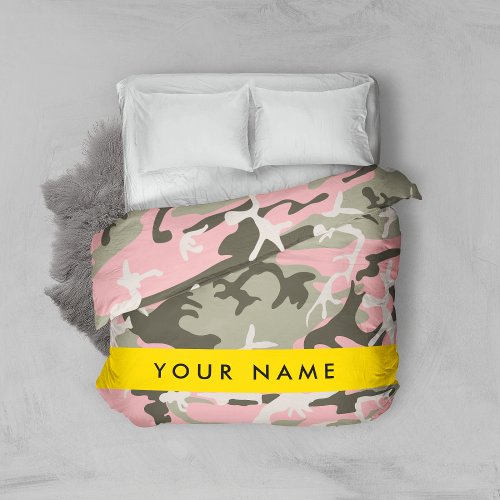 Pink and Green Camouflage Your name Personalize Duvet Cover