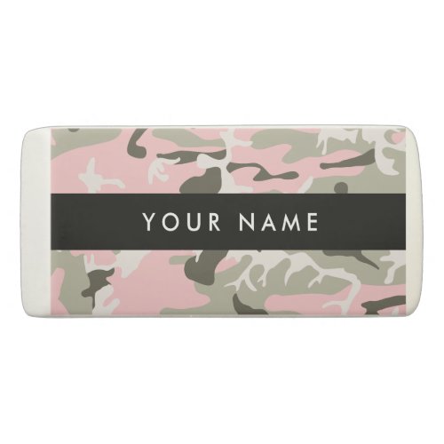 Pink and Green Camouflage Your name Personalize Eraser