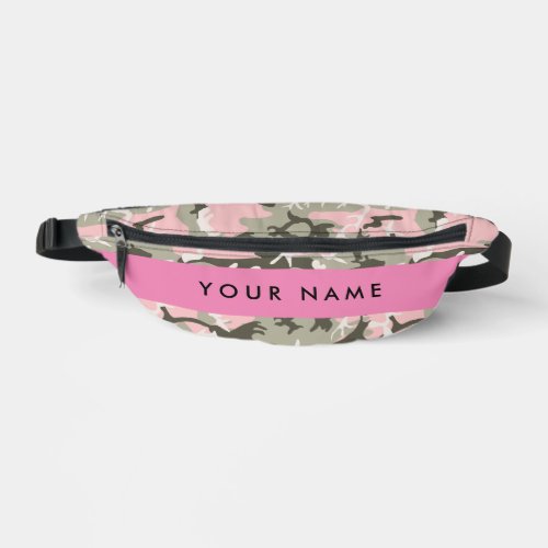 Pink and Green Camouflage Your name Personalize Fanny Pack