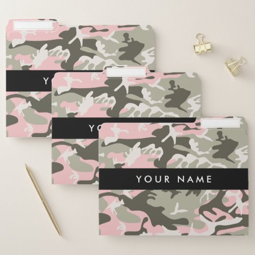 Pink and Green Camouflage Your name Personalize File Folder