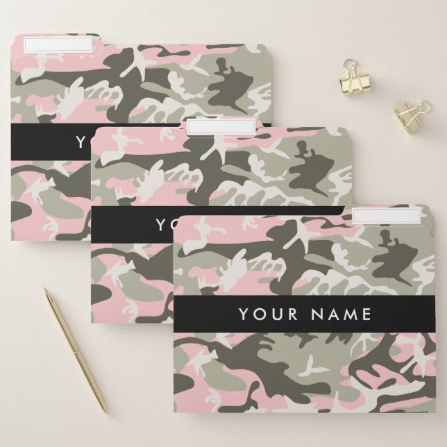 Pink and Green Camouflage Your name Personalize File Folder (Set)