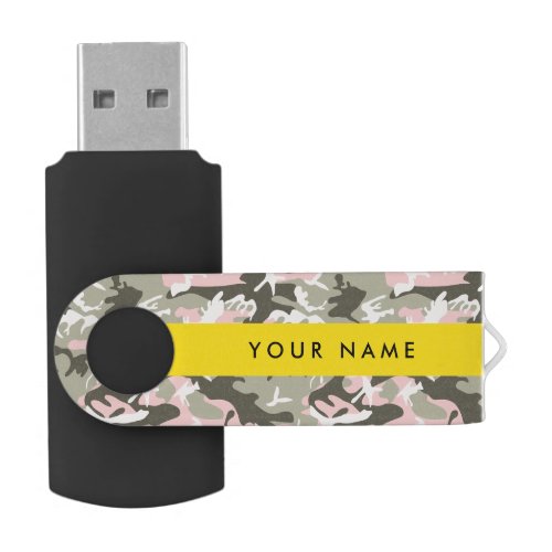 Pink and Green Camouflage Your name Personalize Flash Drive