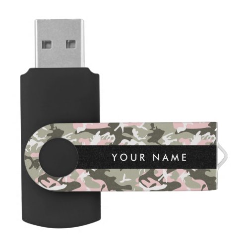 Pink and Green Camouflage Your name Personalize Flash Drive