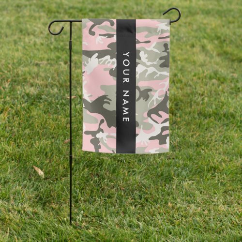 Pink and Green Camouflage Your name Personalize Garden Flag