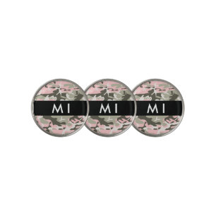 Pink and Green Camouflage Your name Personalize Golf Ball Marker