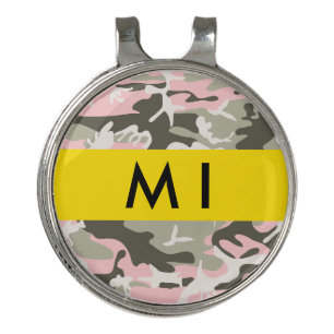 Pink and Green Camouflage Your name Personalize Golf Hat Clip