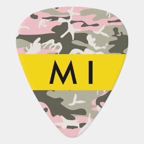 Pink and Green Camouflage Your name Personalize Guitar Pick