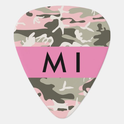Pink and Green Camouflage Your name Personalize Guitar Pick