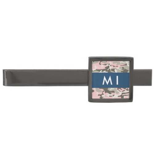 Pink and Green Camouflage Your name Personalize Gunmetal Finish Tie Bar